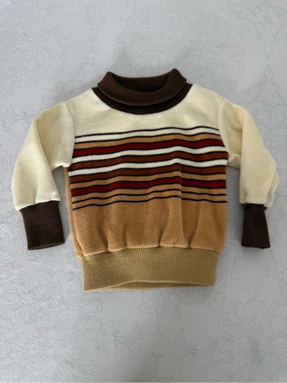 Vintage 1970s Retro Health-Tex Made in USA Velour Stripped Sweater 12 Months